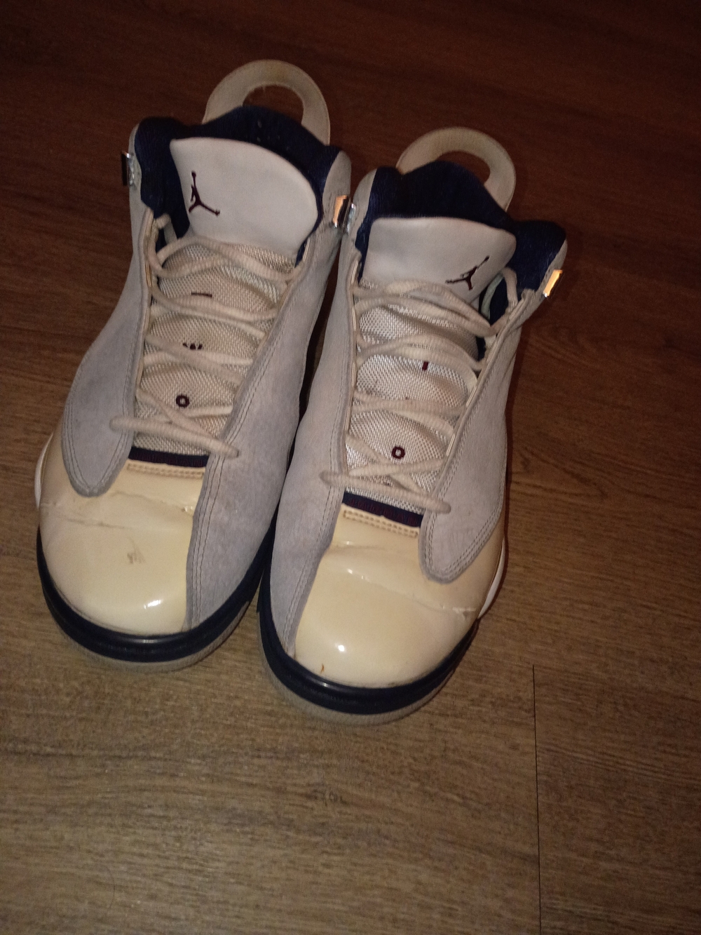 Men's White and Navy Air Jordan Basketball Shoes